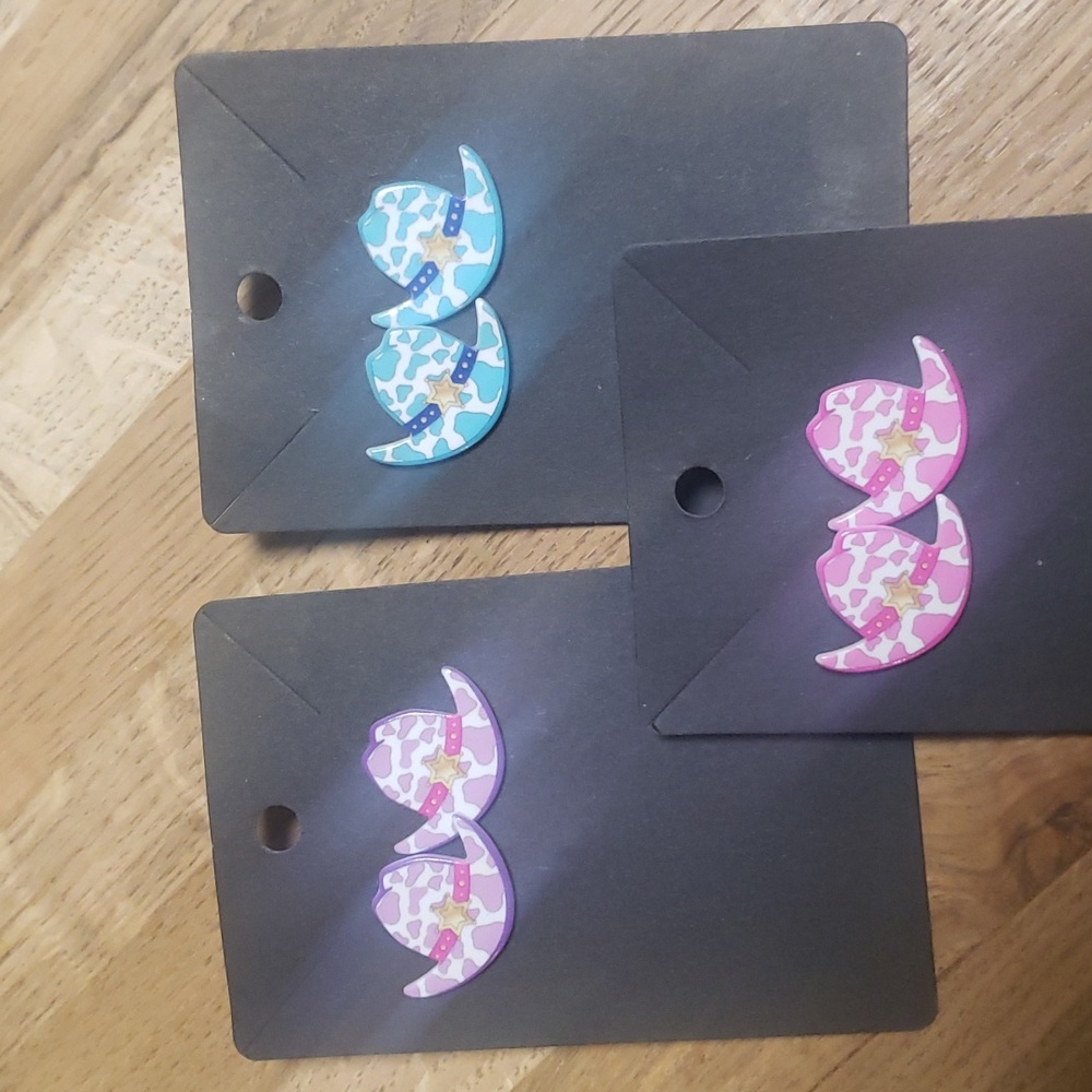 Cow print cowboy hat studs